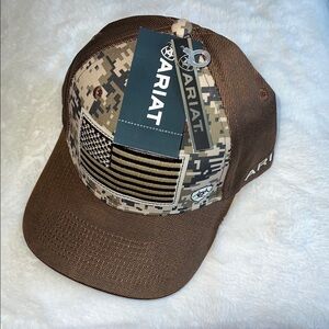 Ariat Digital Camo and Brown Cap with Flag Patch